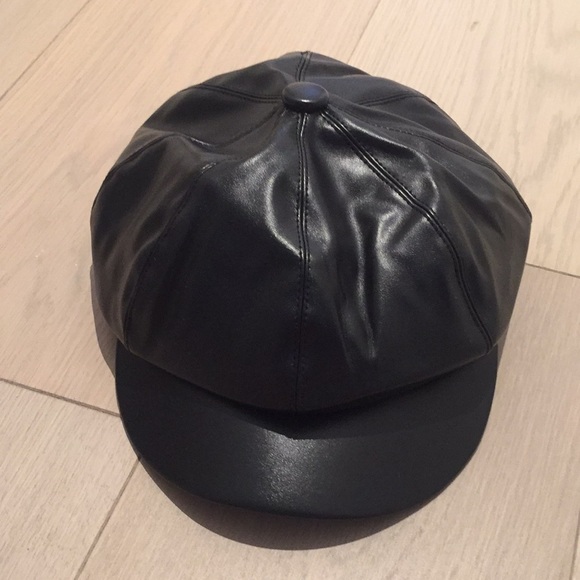 NWOT Faux Leather Boy Cap - Picture 2 of 3